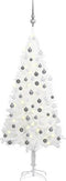 vidaXL - Kunstkerstboom - met - verlichting - en - kerstballen - 120 - cm - wit