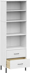 vidaXL - Boekenkast - met - 2 - lades - OSLO - 60x35x180 - cm - massief - hout - wit