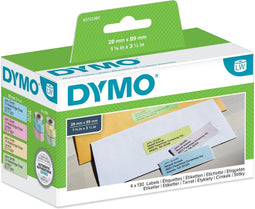 Etiket dymo labelwriter adressering 28x89 4st asrt | Doos a 4 rol | 6 stuks