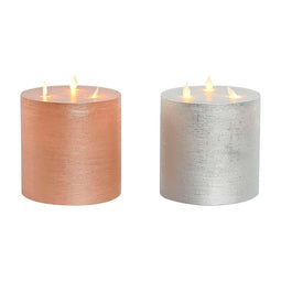Kaars LED DKD Home Decor Gouden Zilverkleurig 15 x 15 x 15 cm (AA) (2 Stuks)