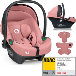Lionelo Astrid i-Size Autostoel - ADAC 5-sterren - 40-87 cm - RWF - Memory Foam - Verstelbare hoofdsteun (7 cm) - Holmbergs gordels - Compatibel met ISOFIX-base & kinderwagen - Roze