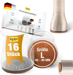 Five Dots - Silicone Stoelpootbeschermers - Ronde doppen met vilt - (16 stuks)