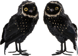 J-Line Uil Pluche/Veren Zwart/Goud Medium Assortiment Van 2