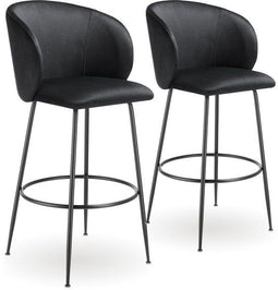 tectake® Luana - Barkrukken - Fluwelen bekleding - Ergonomisch design - Zwart (set van 2)