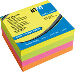 Info sticky notes - Powernotes - 4 x 80 vel - 75x75mm - geel, roze, groen, oranje - IN-5654-39-PN