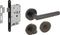 Intersteel Deurbeslag set toiletslot 63/8 zwart met deurkruk Bastian en WC-sluiting antraciet grijs