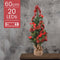 Kunstkerstboom met rode versiering op batterijen - 20 micro LED lampjes - 60CM