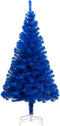 vidaXL - Kunstkerstboom - met - verlichting - en - kerstballen - 240 - cm - PVC - blauw