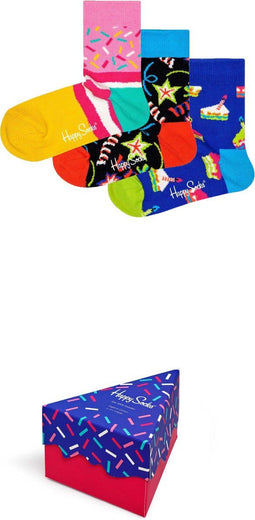 Happy Socks Kids Happy Birthday Giftbox - Muziekdoos met 3 paar sokken - Paars (3 paar)