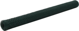 vidaXL Draadgaas hexagonaal 25x1.5 m staal met PVC coating groen