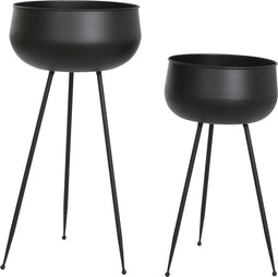 Plantenbakkenset DKD Home Decor 34 x 34 x 70 cm Zwart Metaal