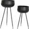 Plantenbakkenset DKD Home Decor 34 x 34 x 70 cm Zwart Metaal