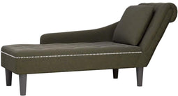 vidaXL - Chaise - longue - met - kussen&rechterarmleuning - kunstleer - legergroen