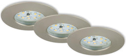 Briloner Attach One - inbouwspots set van 3 - IP44 - 3 x LED / 5W 400lm - warm wit - Ø75mm - mat nikkel (set van 3)