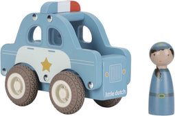 Little Dutch LD2531 - Houten Politiewagen - Rubberen wielen - Blauw