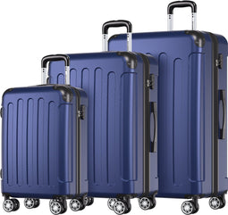 TRVLMORE Kofferset - 3 Delig - 38L Handbagage + 70L en 110L Ruimbagage - Lichtgewicht - 360º Draaibare Wielen - Donkerblauw