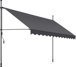 tectake® Klemluifel - Balkonluifel met handzwengel - UV-bestendig en waterafstotend - Breedte 350 cm - Antraciet