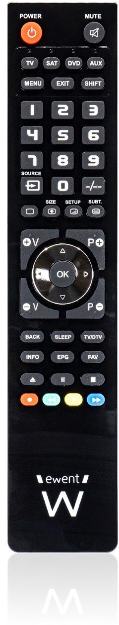 Ewent EW1570 - Universele afstandsbediening - Compatibel met TV DVB-C/DVB-T/SAT/DVD/VCR/Blu-ray/Hi-Fi - Zwart