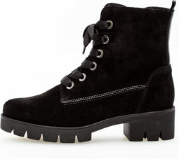 Gabor 71.711.17 - Veterboots - Stoere veterboot met taping-detail - Zwart - Maat 37