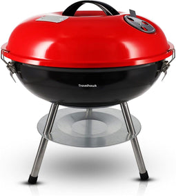 Travelhawk Houtskool BBQ - Barbecue Houtskool - Opvouwbaar - 33x33cm Grilloppervlak - Gelegeerd Staal - Zwart