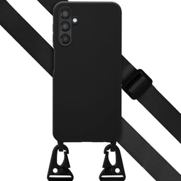 Selencia Hoesje Geschikt voor Samsung Galaxy A25 Hoesje Met Koord - Selencia Siliconen hoesje met afneembaar koord - Zwart