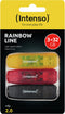Intenso Rainbow Line - USB-stick 32GB - Lezen 28MB/s Schrijven 6,5MB/s (set van 3 stuks)