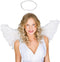 dressforfun - vrouwenkostuum kerstengel XL - lang kleed met vleugels en aureool - wit