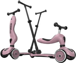 Scoot & Ride Highwaykick 1 Push & Go - 2-in-1 Kinderstep met duwstang - Duwstang 3 hoogtes - Wildberry