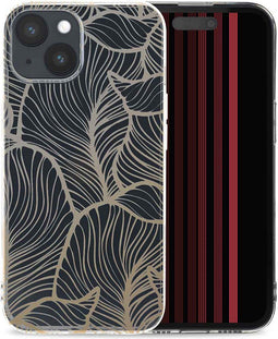 iMoshion Hoesje Geschikt voor iPhone 15 Hoesje Siliconen - iMoshion Design hoesje - Transparant / Golden Leaves Transparant