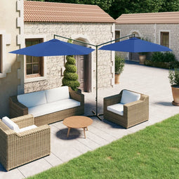 vidaXL - Parasol - dubbel - met - stalen - paal - 600 - cm - azuurblauw