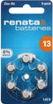 Renata Knoopcel ZA13 1.4 V 6 stuk(s) 305 mAh Zink-lucht Hearing Aid PR48