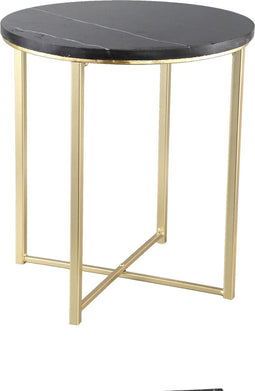 PTMD Emine Ronde Bijzettafel - H46,5 x Ø42 cm - Marmer - Goud