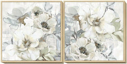 Schilderij DKD Home Decor 80 x 4 x 80 cm Blommor Shabby Chic (2 Stuks)