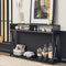 Coast Console Tafel - 2 Opbergvakken 1 Open Plank - 120 x 23 x 79 cm - Zwart - Staal + Hout