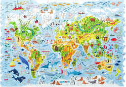 UNIDRAGON Houten Kinderpuzzel - Wereldkaart - 100 stukjes - 43x30 cm