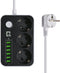 6 USB-poorten, 3 stopcontacten en een snoer van 1,6 meter voor al uw apparaten