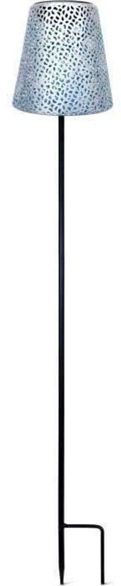 Solarlamp - GARDEN ID Zilver - Ø12 h70 cm - Levensduur batterij 6-8 uur - Stabiliserende voet - Aan/uit knop - AAA batterij.