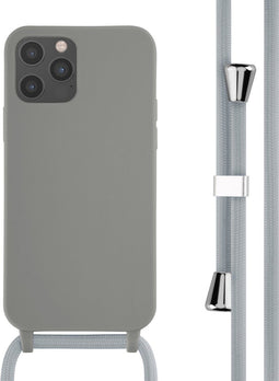 iMoshion Hoesje Geschikt voor iPhone 12 Pro / 12 Hoesje Met Koord - iMoshion Siliconen hoesje met koord - Grijs