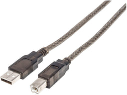 Manhattan 152389 - USB 2.0 A naar B kabel - 15 m met LED - Zwart