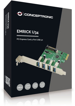 Conceptronic EMRICK02G - PCI-kaart - 4x USB 3.2 Gen 1 - Groen