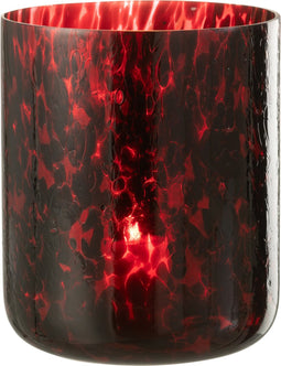 J-Line windlicht Gevlekt - glas - rood/zwart - extra large
