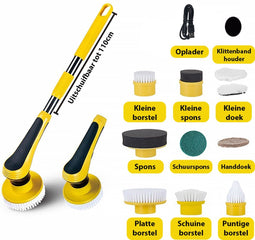 Accu schrobmachine 3.7V - Spin Scrubber - Elektrische Schrobber - Schrobborstel - boenmachine - Polijstmachine - Luiwagen - Schrobber Met Steel - poetsmachine met 10 opzetstukken - Multifunctionele Schrobborstel - elektrische dweil