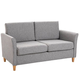 HOMCOM® tweezitsbank | Afneembare kussens | Linnen, schuimstof, rubberhout | Lichtgrijs | 141 x 65 x