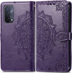 iMoshion Hoesje Geschikt voor Oppo A74 (5G) / A54 (5G) Hoesje Met Pasjeshouder - iMoshion Mandala Bookcase - Paars