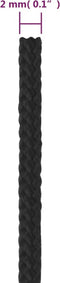 vidaXL - Boottouw - 2 - mm - 100 - m - polypropeen - zwart