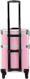 Roze Aluminium Trolleykoffer - Kapperskoffer - Afneembaar bovenstuk - 35x58x25 cm