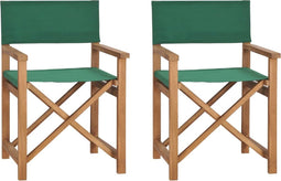 vidaXL - Regisseursstoelen - inklapbaar - 2 - st - massief - teakhout - groen