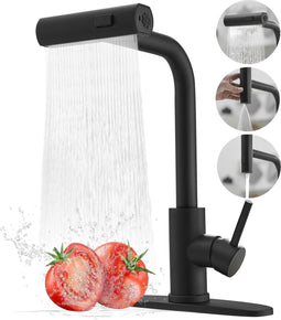 SH Vision Zwarte Keukenkraan - 360° Draaibare Mengkraan - Uittrekbare Handdouche - Luxe Design (1 stuk)