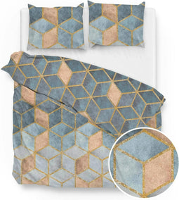 Zo!Home Makalo Dekbedovertrek- Flanel - Tweepersoons - 200x200/220 cm - blue