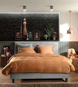 Zo! Home Velluto Dekbedovertrek - Lits-jumeaux - 260x200/220 cm - Cognac Brown